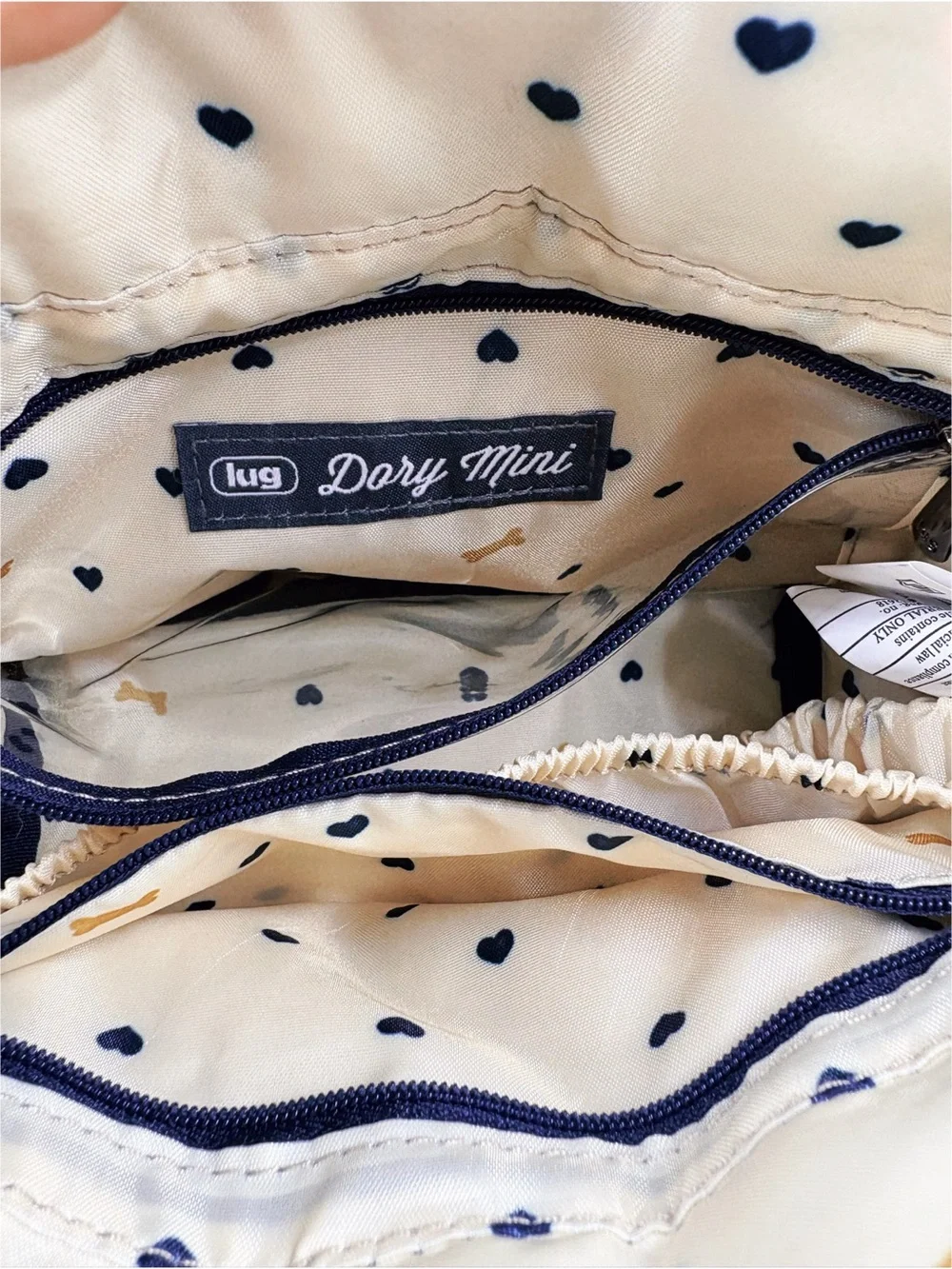 Lug Dory Mini Crossbody Bag Navy Paws Unisex Compact Travel Pouch Stylish NWOT